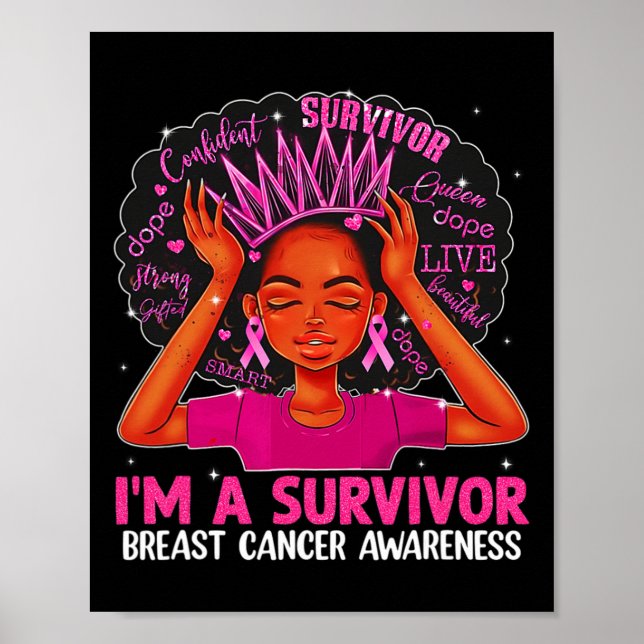 Women Girl I'm A Survivor Breast Cancer Awareness  Poster (Front)