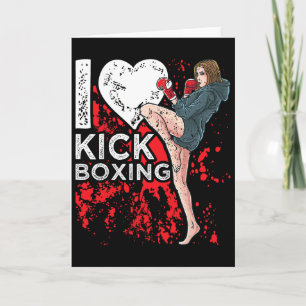 Women Girl Kickboxer I Love Kickboxing Card
