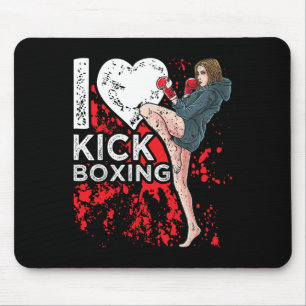 Women Girl Kickboxer I Love Kickboxing Mouse Pad