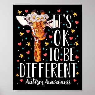 Women girls autism giraffe to be different autisti poster