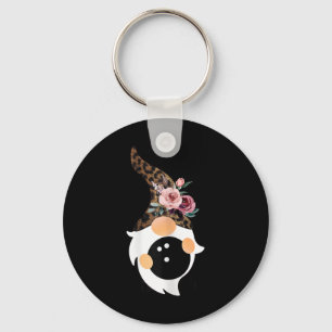 Women Girls Cute Bowling And Gnome With Leopard Fl Key Ring