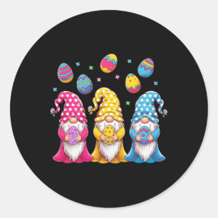 Women Girls Cute Gnome Easter Gnome Eggs Happy Eas Classic Round Sticker