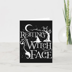 Women Girls Funny Halloween Resting Witch Face Card