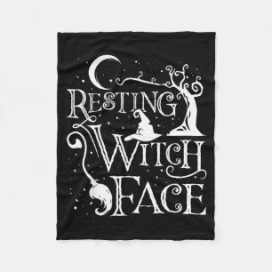 Women Girls Funny Halloween Resting Witch Face Fleece Blanket