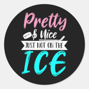 Women Girls Hockey Goalie Hockey Player Funny Ice  Classic Round Sticker