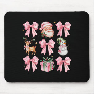 Women Girls Kids Coquette Pink Christmas Tree Sant Mouse Pad