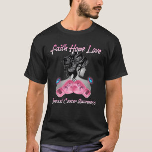 Women Gloves Boxing Faith Hope Love Breast Cancer T-Shirt