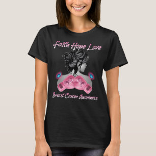 Women Gloves Boxing Faith Hope Love Breast Cancer T-Shirt