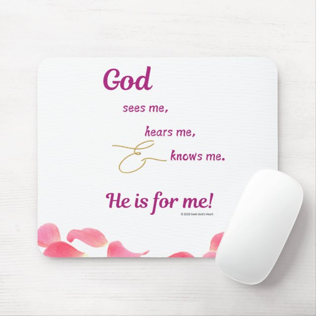 Women - God Sees-Hears-Knows Me Mouse Pad (With Mouse)