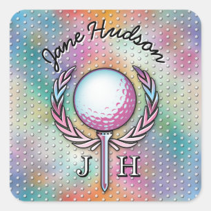 Women Golfer Custom Monogram Design Square Sticker