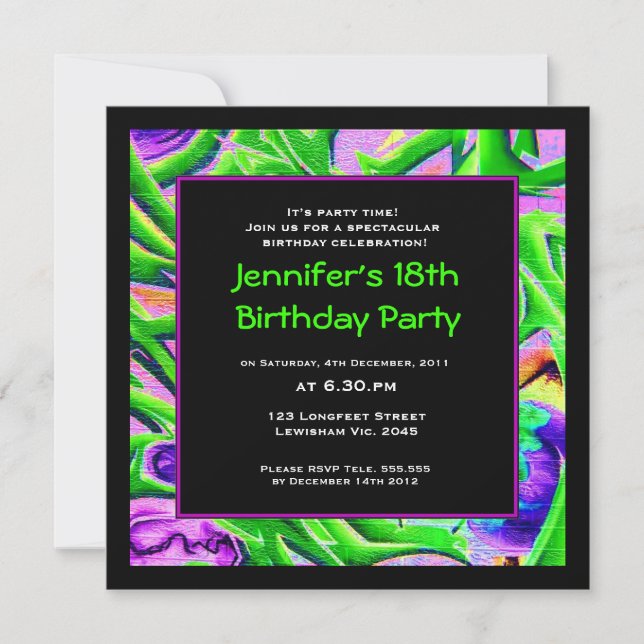 Women Graffiti Birthday Invitation (Front)