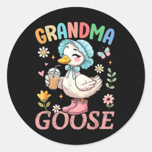 Women Grandma Goose Mothers Day Floral Silly Goose Classic Round Sticker