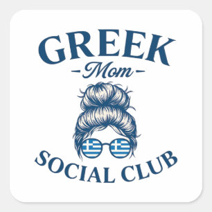 Women Greek Mom Social Club Trendy Greek Mom Square Sticker