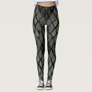 Women Green Snakeskin Leggings