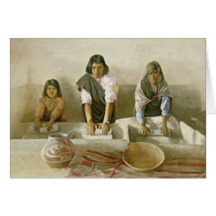 Women Grinding Corn, Pueblo of Laguna, c.1905 (col