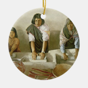 Women Grinding Corn, Pueblo of Laguna, c.1905 (col Ceramic Ornament