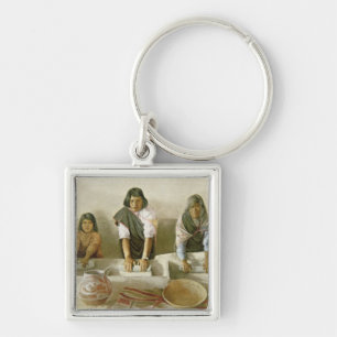 Women Grinding Corn, Pueblo of Laguna, c.1905 (col Key Ring