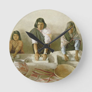 Women Grinding Corn, Pueblo of Laguna, c.1905 (col Round Clock