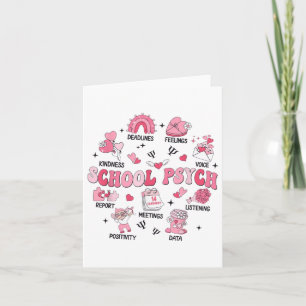 Women Groovy School Psychologist Retro Valentines Card