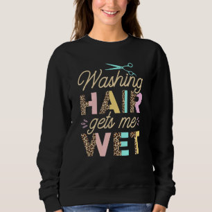 Women Hairdresser Leopard Print Washing Hair Hair Sweatshirt