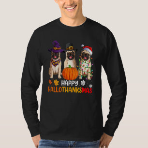 Women Happy Halloween Pug Dog Happy Hallothanksma T-Shirt
