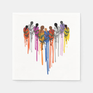 Women Heart Shape Watercolor Native American  Napkin