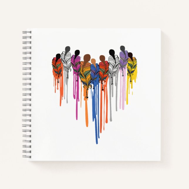 Women Heart Shape Watercolor Native American Notebook (Front)