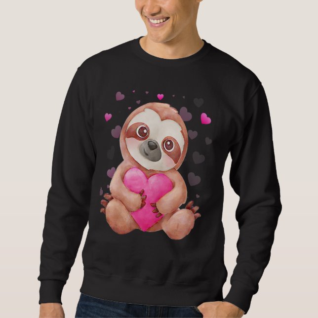 Women Heart Sloth Valentine S Day  For Kids Girls Sweatshirt (Front)