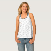 Women Hearts and Butterfly One-Line Art Patterned  Singlet (Front Full)