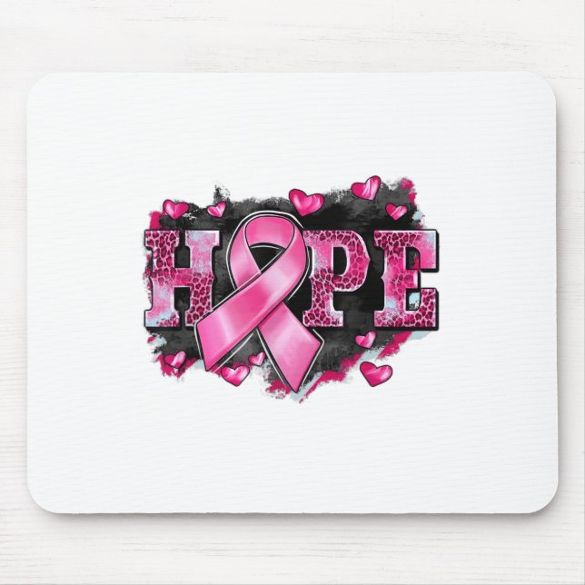 Women Hope Leopard Print Breast Cancer Awareness P Mouse Pad (Front)
