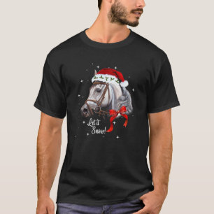 Women Horse Lover Let It Snow Santa Hat T-Shirt