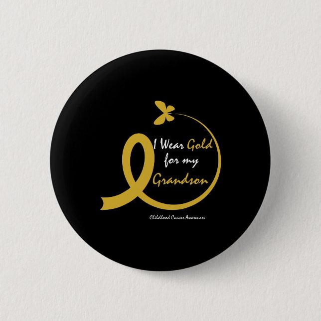 Women I Wear Gold For My Grandson Childhood Cancer 6 Cm Round Badge (Front)
