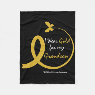 Women I Wear Gold For My Grandson Childhood Cancer Fleece Blanket
