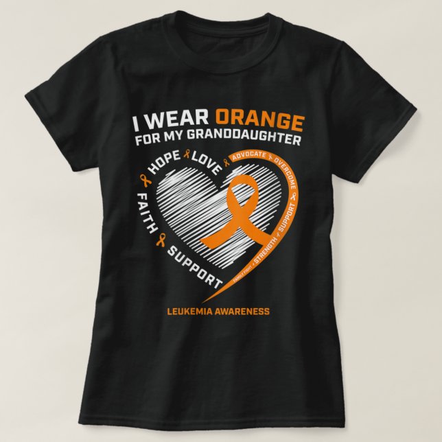 Women I Wear Orange For My Granddaughter Leukaemia T-Shirt (Design Front)