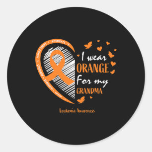 Women I Wear Orange For My Grandma Leukaemia Aware Classic Round Sticker