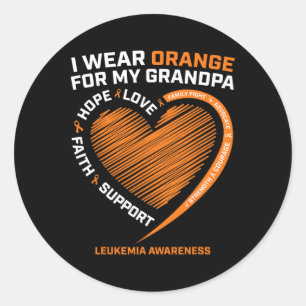 Women I Wear Orange For My Grandpa Leukaemia Aware Classic Round Sticker