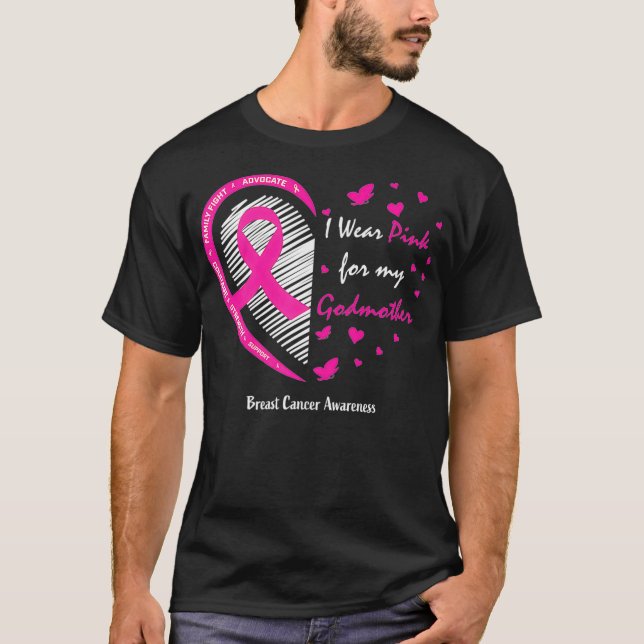 Women I Wear Pink For My Godmother Breast Cancer A T-Shirt (Front)