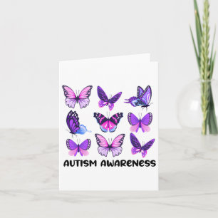Women In April We Wear Blue Butterfly Autism Menta Card
