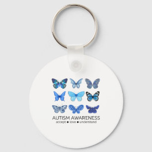 Women In April We Wear Blue Butterfly Autism Menta Key Ring