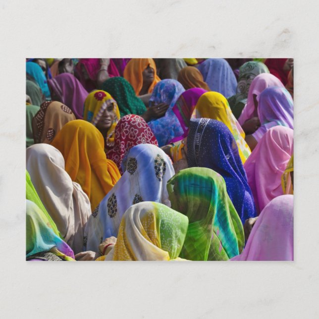 Women in colourful saris gather together postcard (Front)