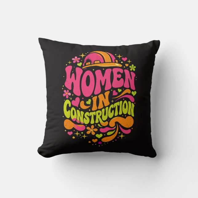 Women In Construction Retro Empowerment Cushion (Front)
