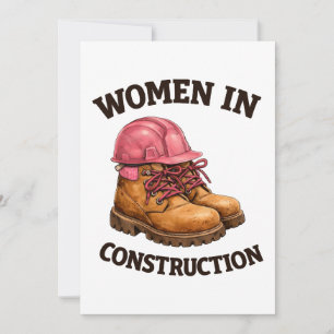 Women in Construction Work Boots and Hard Hat Invitation