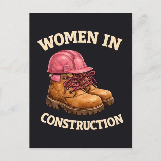 Women in Construction Work Boots and Hard Hat Postcard (Front)