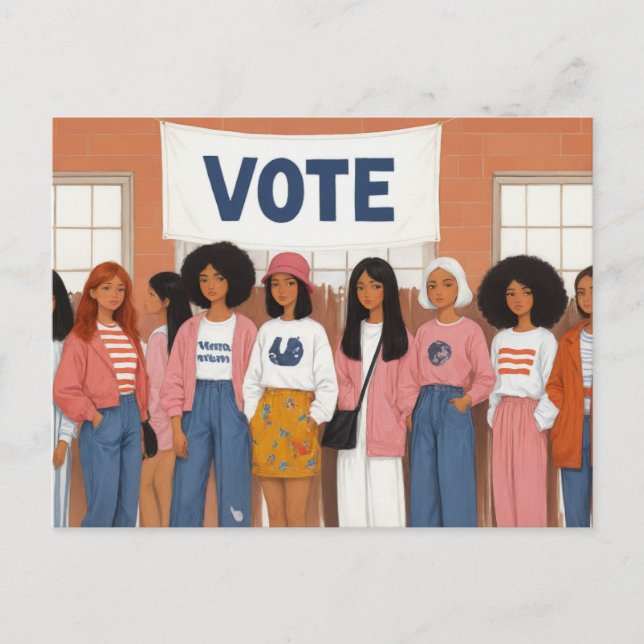 Women in Line to Vote Postcard (Front)