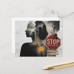 Women in Night City Collage Stop Enjoy Your Life  Postcard