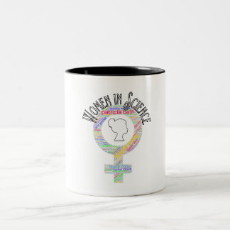Women In Science Female Gender Word Fill Design Two-Tone Coffee Mug