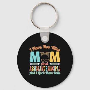 Women Istant Principal Mum Messy Bun Retro Mothers Key Ring