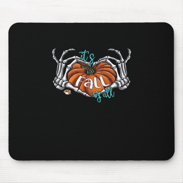 Women It’s Fall Y’all Pumpkin Gnome Autumn Tree He Mouse Pad (Front)