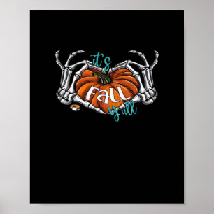 Women It’s Fall Y’all Pumpkin Gnome Autumn Tree He Poster