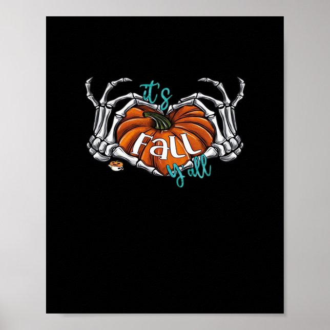 Women It’s Fall Y’all Pumpkin Gnome Autumn Tree He Poster (Front)